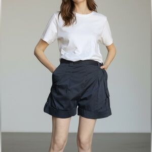 Z Spoke By Zac Posen Navy Blue Shorts Relaxed Fit Cuffed